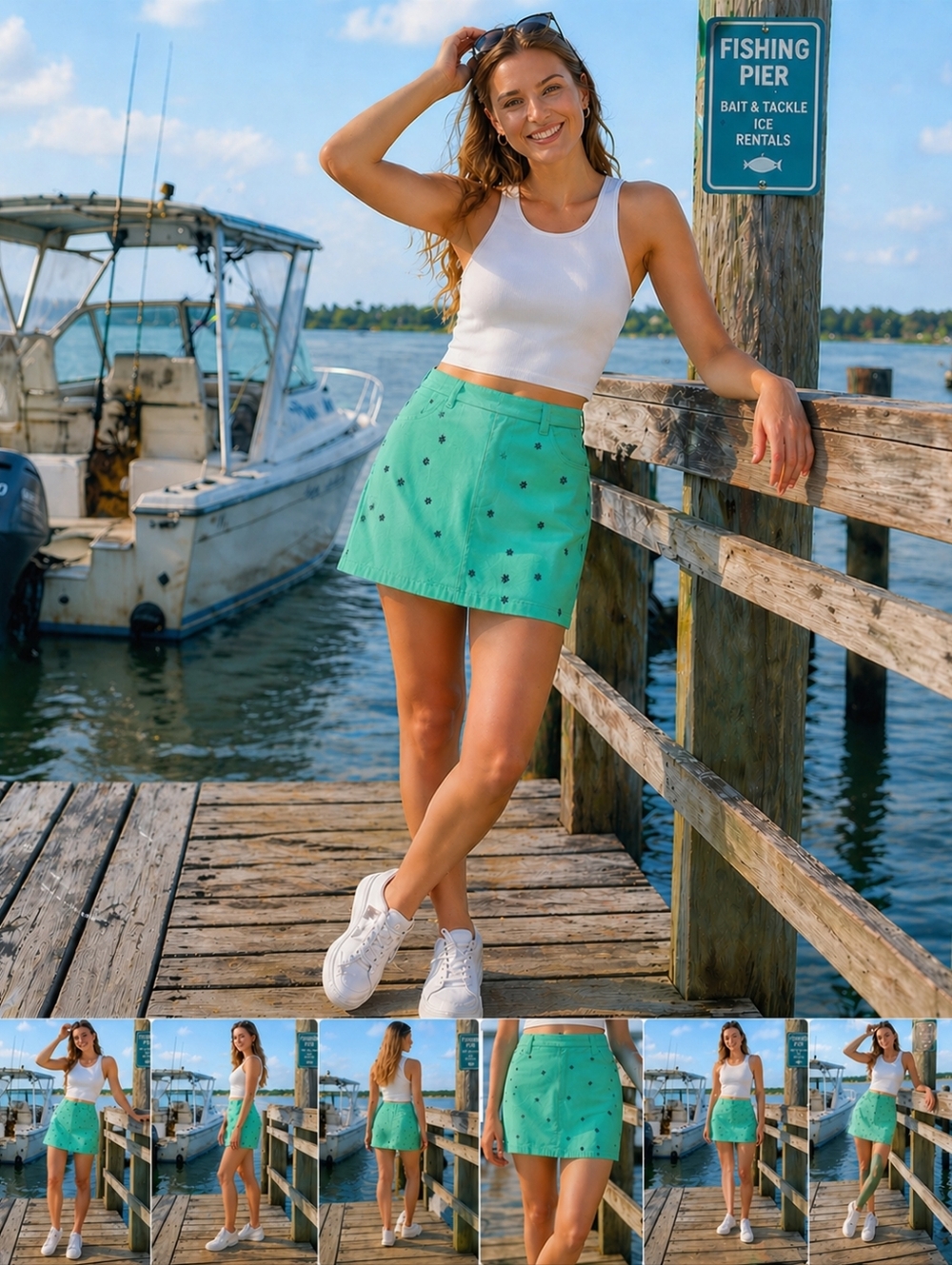 British Khaki Mint Green Embroidered Nautical Wheel Mini Skirt Size 6